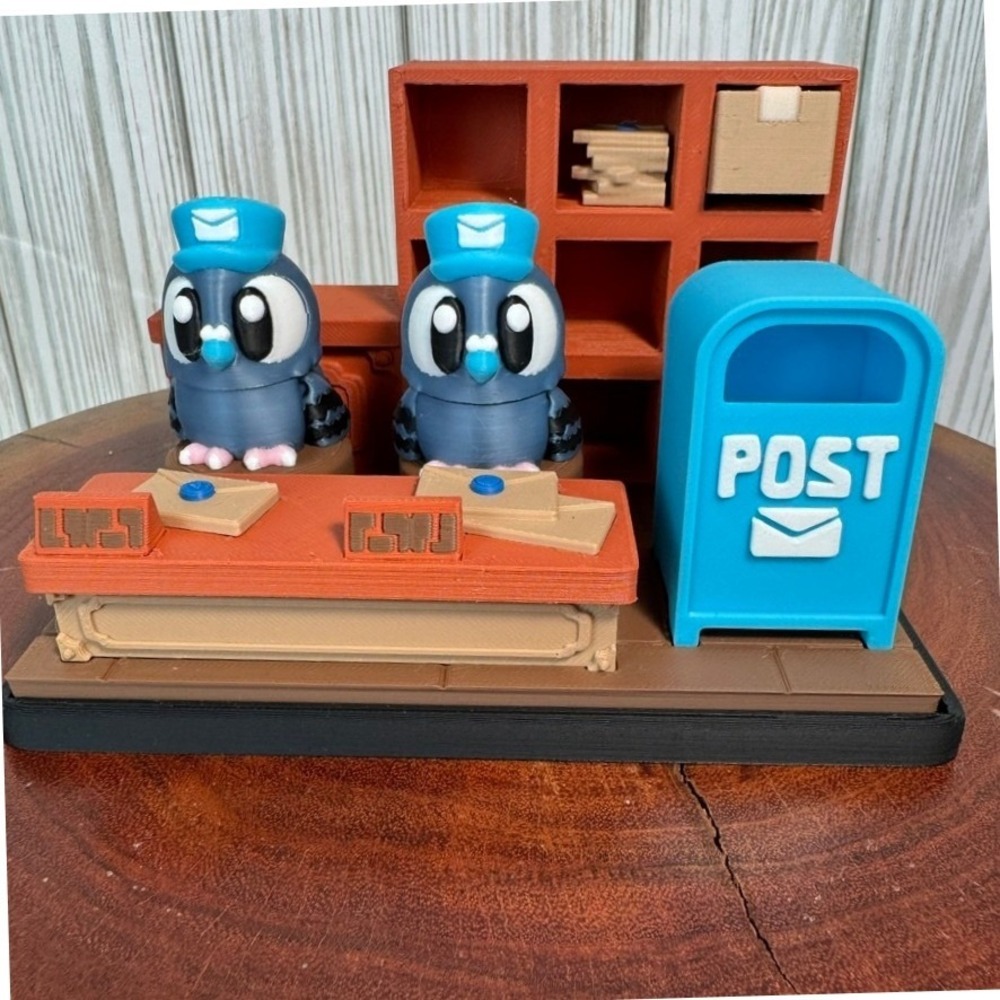 3D Printed Pigeon Post Office Playset Miniature Mail Room Toy Diorama‎